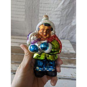 Vintage Marshall Field Eskimo Boy Snowman glass Ch